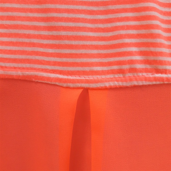 Willow Clay Striped Shirt Neon Orange Sheer Contrasting Back USA M - Picture 4 of 8